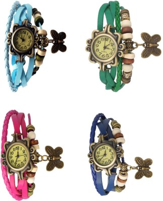 NS18 Vintage Butterfly Rakhi Combo of 4 Sky Blue, Pink, Green And Blue Analog Watch  - For Women   Watches  (NS18)