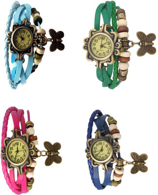 

Kissu Vintage Rakhi Combo of 4 Sky Blue, Pink, Green And Blue Watch - For Women