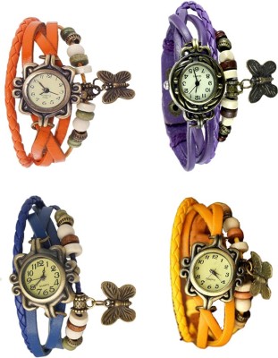 NS18 Vintage Butterfly Rakhi Combo of 4 Orange, Blue, Purple And Yellow Analog Watch  - For Women   Watches  (NS18)