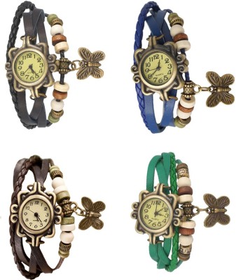 NS18 Vintage Butterfly Rakhi Combo of 4 Black, Brown, Blue And Green Watch  - For Women   Watches  (NS18)
