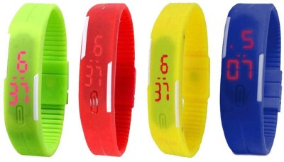NS18 Silicone Led Magnet Band Combo of 4 Green, Red, Yellow And Blue Digital Watch  - For Boys & Girls   Watches  (NS18)
