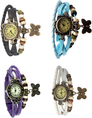 NS18 Vintage Butterfly Rakhi Combo of 4 Black, Purple, Sky Blue And White Analog Watch  - For Women   Watches  (NS18)