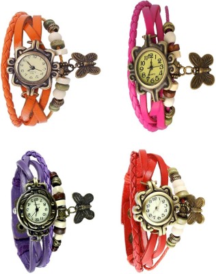 NS18 Vintage Butterfly Rakhi Combo of 4 Orange, Purple, Pink And Red Analog Watch  - For Women   Watches  (NS18)