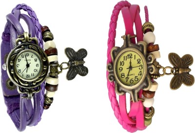 NS18 Vintage Butterfly Rakhi Watch Combo of 2 Purple And Pink Analog Watch  - For Women   Watches  (NS18)
