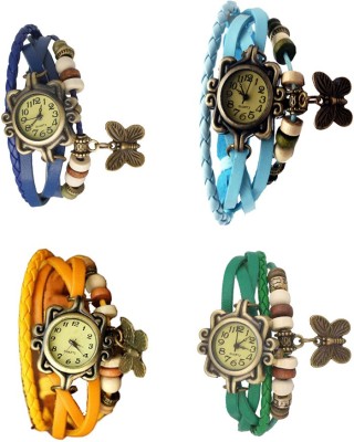 NS18 Vintage Butterfly Rakhi Combo of 4 Blue, Yellow, Sky Blue And Green Watch  - For Women   Watches  (NS18)