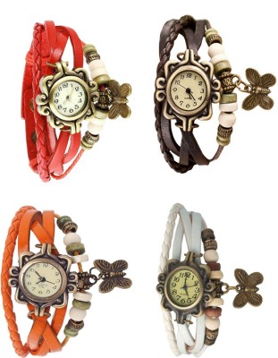 NS18 Vintage Butterfly Rakhi Combo of 4 Red, Orange, Brown And White Analog Watch  - For Women   Watches  (NS18)