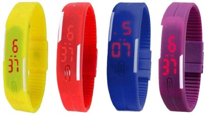 NS18 Silicone Led Magnet Band Watch Combo of 4 Yellow, Red, Blue And Purple Digital Watch  - For Couple   Watches  (NS18)