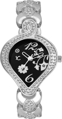 Youth Club DMLV-WHTBLK Studded Case With Black Dial Analog Watch  - For Girls   Watches  (Youth Club)