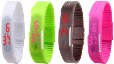 NS18 Silicone Led Magnet Band Combo of 4 White, Green, Brown And Pink Digital Watch  - For Boys & Girls   Watches  (NS18)