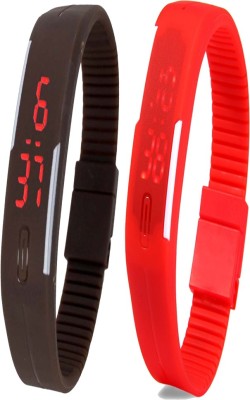 Y&D Combo of Led Band Brown + Red Digital Watch  - For Couple   Watches  (Y&D)