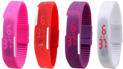 

Kissu Led Magnet Band Combo of 4 Pink, Red, Purple And White Watch - For Men & Women