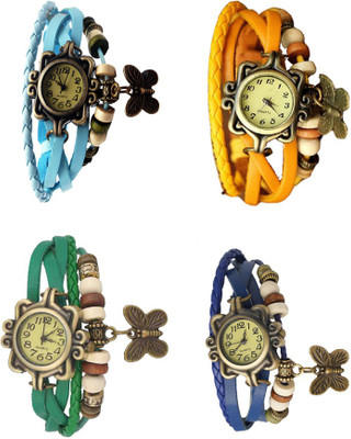 

NS18 Vintage Butterfly Rakhi Combo of 4 Sky Blue, Green, Yellow And Blue Watch - For Women