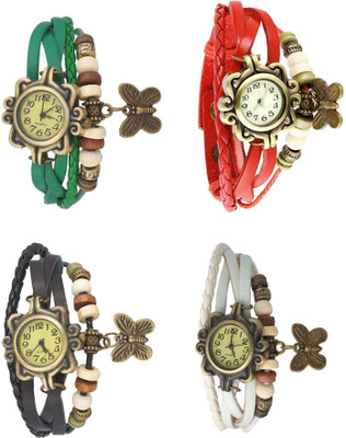 

Kissu Vintage Rakhi Combo of 4 Green, Black, Red And White Watch - For Women