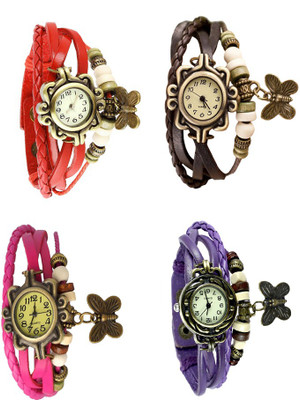 

Kissu Vintage Rakhi Combo of 4 Red, Pink, Brown And Purple Watch - For Women