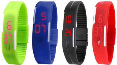 

Kissu Led Magnet Band Combo of 4 Green, Blue, Black And Red Watch - For Men & Women