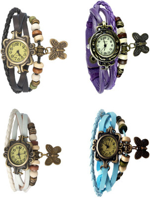 

NS18 Vintage Butterfly Rakhi Combo of 4 Black, White, Purple And Sky Blue Watch - For Women