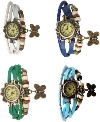 NS18 Vintage Butterfly Rakhi Combo of 4 White, Green, Blue And Sky Blue Analog Watch  - For Women   Watches  (NS18)
