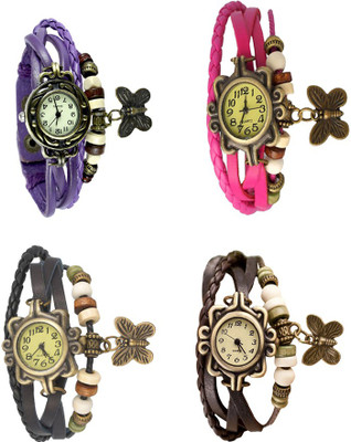 

Kissu Vintage Rakhi Combo of 4 Purple, Black, Pink And Brown Watch - For Women
