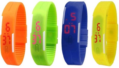 NS18 Silicone Led Magnet Band Combo of 4 Orange, Green, Blue And Yellow Digital Watch  - For Boys & Girls   Watches  (NS18)