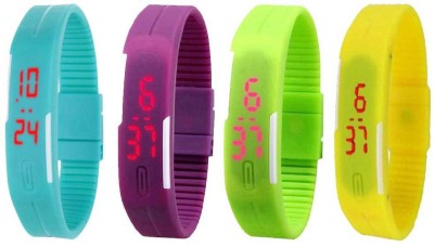 NS18 Silicone Led Magnet Band Combo of 4 Sky Blue, Purple, Green And Yellow Digital Watch  - For Boys & Girls   Watches  (NS18)