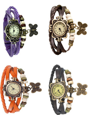 

Kissu Vintage Rakhi Combo of 4 Purple, Orange, Brown And Black Watch - For Women