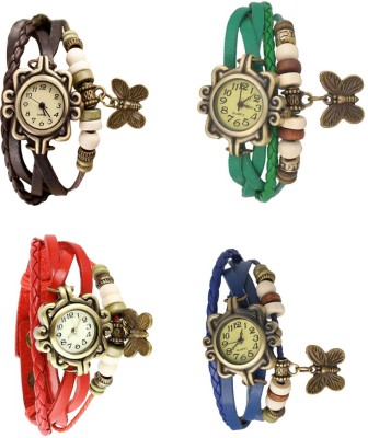 NS18 Vintage Butterfly Rakhi Combo of 4 Brown, Red, Green And Blue Analog Watch  - For Women   Watches  (NS18)