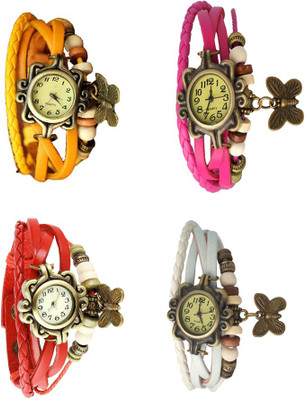 

Kissu Vintage Rakhi Combo of 4 Yellow, Red, Pink And White Watch - For Women