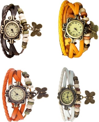 NS18 Vintage Butterfly Rakhi Combo of 4 Brown, Orange, Yellow And White Analog Watch  - For Women   Watches  (NS18)
