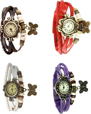 NS18 Vintage Butterfly Rakhi Combo of 4 Brown, White, Red And Purple Analog Watch  - For Women   Watches  (NS18)