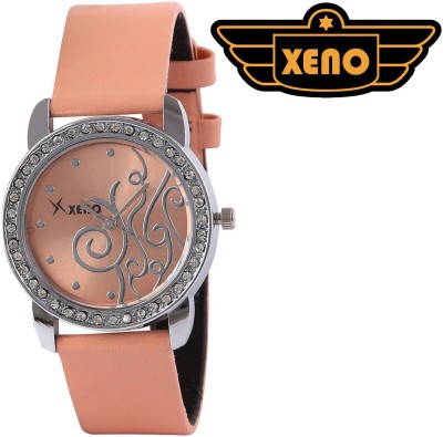 Xeno GN405 Unique Diamond Studded New Style Love Orange Leather Branded Urban Collection Watch  - For Women   Watches  (Xeno)