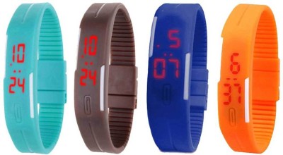 NS18 Silicone Led Magnet Band Combo of 4 Sky Blue, Brown, Blue And Orange Digital Watch  - For Boys & Girls   Watches  (NS18)