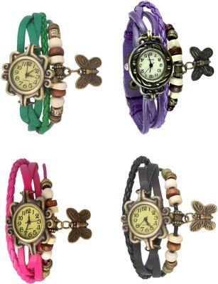 NS18 Vintage Butterfly Rakhi Combo of 4 Green, Pink, Purple And Black Analog Watch  - For Women   Watches  (NS18)