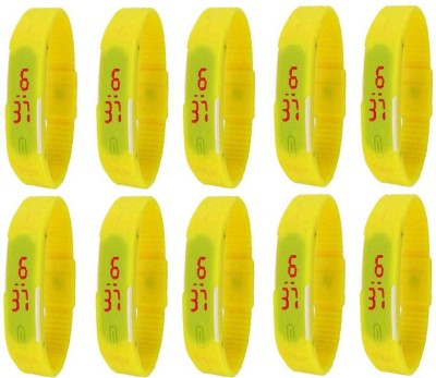 NS18 Silicone Led Magnet Band Combo of 10 Yellow Digital Watch  - For Boys & Girls   Watches  (NS18)