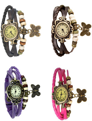 

Kissu Vintage Rakhi Combo of 4 Black, Purple, Brown And Pink Watch - For Women