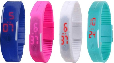 NS18 Silicone Led Magnet Band Watch Combo of 4 Blue, Pink, White And Sky Blue Digital Watch  - For Couple   Watches  (NS18)