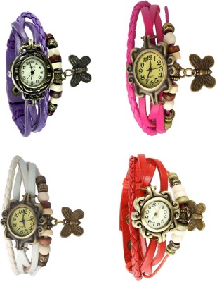 NS18 Vintage Butterfly Rakhi Combo of 4 Purple, White, Pink And Red Analog Watch  - For Women   Watches  (NS18)
