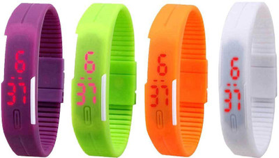 

Kissu Led Magnet Band Combo of 4 Purple, Green, Orange And White Watch - For Men & Women
