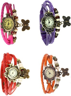 NS18 Vintage Butterfly Rakhi Combo of 4 Pink, Red, Purple And Orange Analog Watch  - For Women   Watches  (NS18)