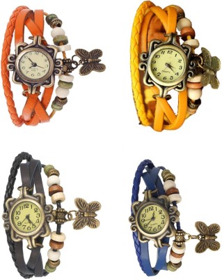 NS18 Vintage Butterfly Rakhi Combo of 4 Orange, Black, Yellow And Blue Analog Watch  - For Women   Watches  (NS18)