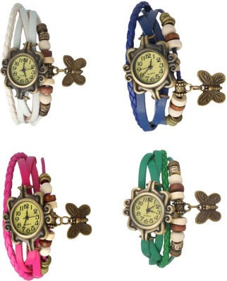 NS18 Vintage Butterfly Rakhi Combo of 4 White, Pink, Blue And Green Analog Watch  - For Women   Watches  (NS18)