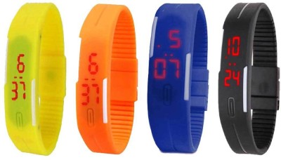 NS18 Silicone Led Magnet Band Combo of 4 Yellow, Orange, Blue And Black Digital Watch  - For Boys & Girls   Watches  (NS18)