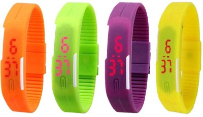 NS18 Silicone Led Magnet Band Combo of 4 Orange, Green, Purple And Yellow Digital Watch  - For Boys & Girls   Watches  (NS18)