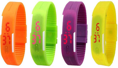 

Kissu Led Magnet Band Combo of 4 Orange, Green, Purple And Yellow Watch - For Men & Women