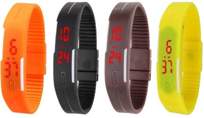 NS18 Silicone Led Magnet Band Combo of 4 Orange, Black, Brown And Yellow Digital Watch  - For Boys & Girls   Watches  (NS18)