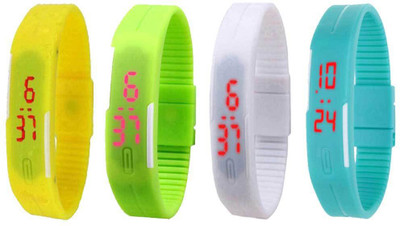 

Kissu Led Magnet Band Combo of 4 Yellow, Green, White And Sky Blue Watch - For Men & Women