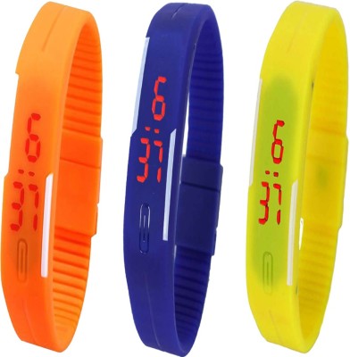 Twok Combo of Led Band Orange + Blue + Yellow Digital Watch  - For Men & Women   Watches  (Twok)
