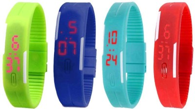 NS18 Silicone Led Magnet Band Watch Combo of 4 Green, Blue, Sky Blue And Red Digital Watch  - For Couple   Watches  (NS18)