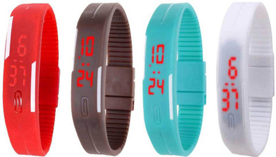 

Kissu Led Magnet Band Combo of 4 Red, Brown, Sky Blue And White Watch - For Men & Women