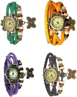 

Kissu Vintage Rakhi Combo of 4 Green, Purple, Yellow And Black Watch - For Women