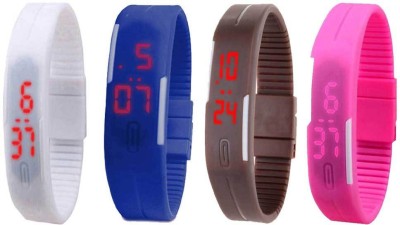 NS18 Silicone Led Magnet Band Combo of 4 White, Blue, Brown And Pink Digital Watch  - For Boys & Girls   Watches  (NS18)